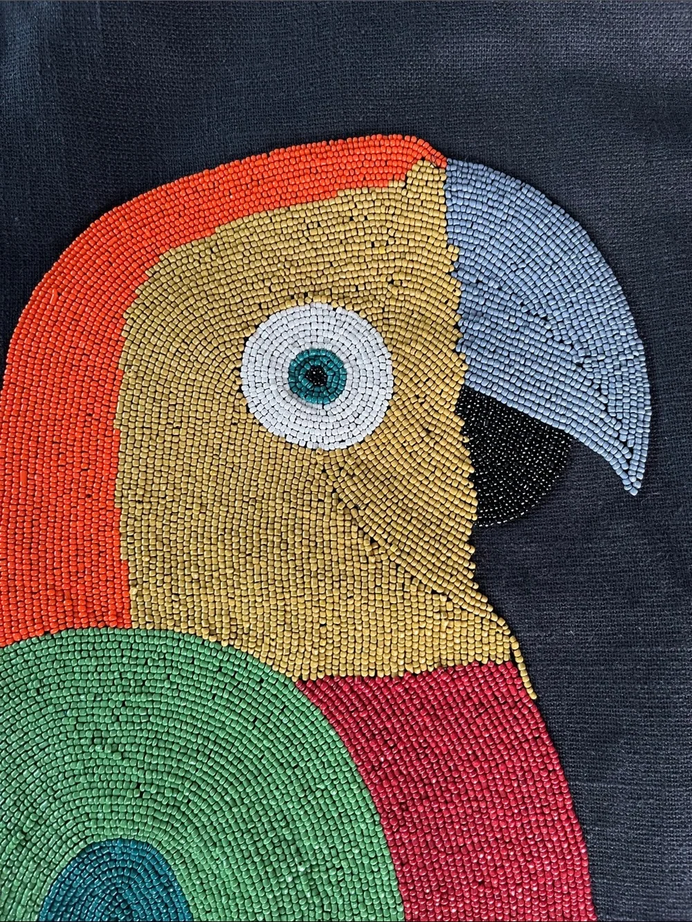 Mackenzie Childs parrot pillow sham beaded multicolor embellished bird cotton
